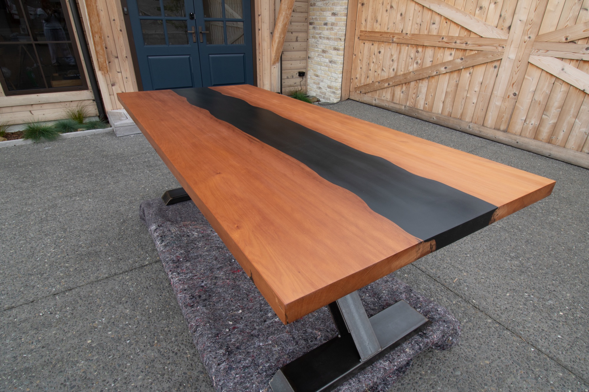 Top and black resin centre of the Ancient Kauri River Table